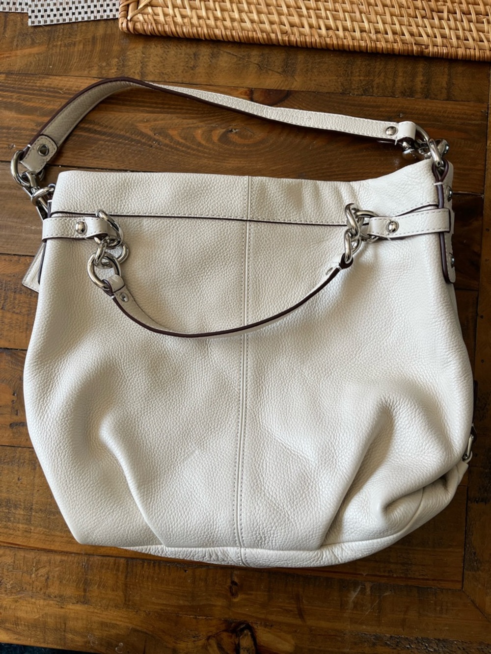 Coach Brooke Ivory Hobo Shoulder Bag F17165 Leather Convertible Bone Purse EUC